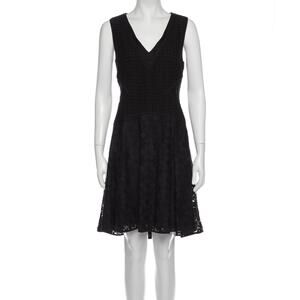 Diane Von Furstenberg DVF Womens Black V Neck Eyelet Lace Dress 4